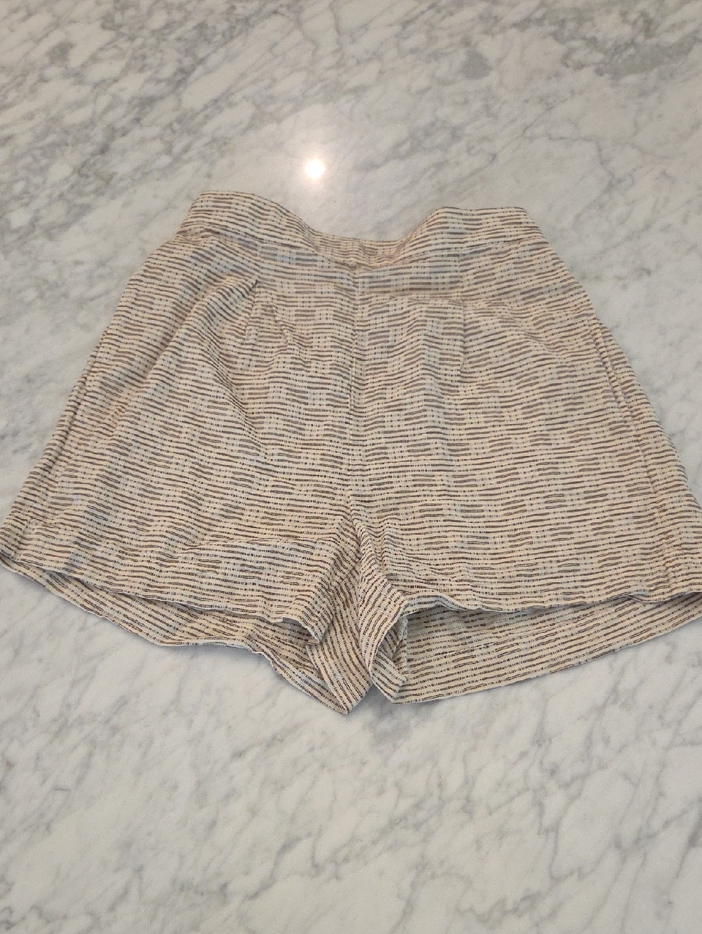Madewell High-Waist Striped Shorts in Beige and Brown
